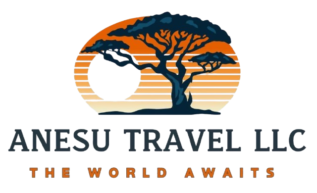 Logo of Yesu Travel featuring a stylized tree and sunset.